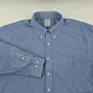 Brooks Brothers‎ 1818 Regent Button Down Shirt Men's 18-4/5 Blue White Strips
